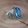 Stone inlay, blue zirconium, fashionable retro ring with stone, Aliexpress, European style, ebay