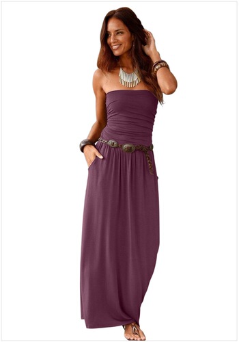 New summer new European and American women's dress tube top one-collar sleeveless strapless loose dress