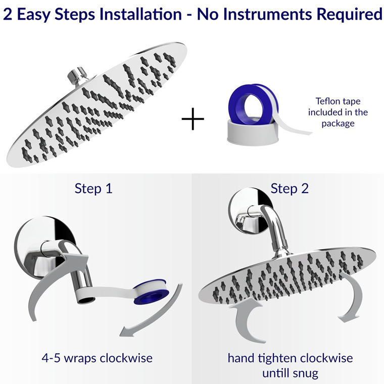 跨境亚马逊喷头 外贸8/10寸不锈钢圆形薄款增压镜面顶喷花洒喷头