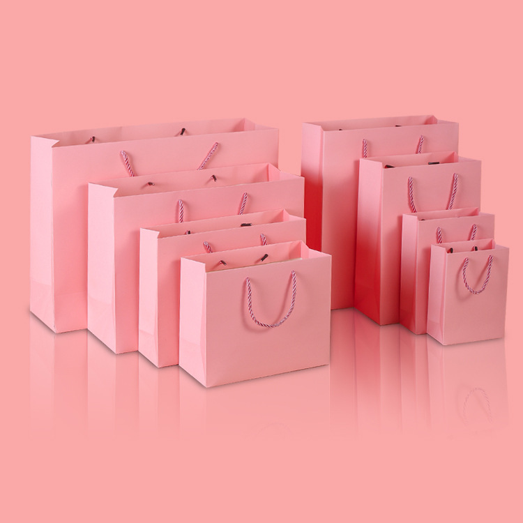 Pink paper bag white card gift kraft pap...