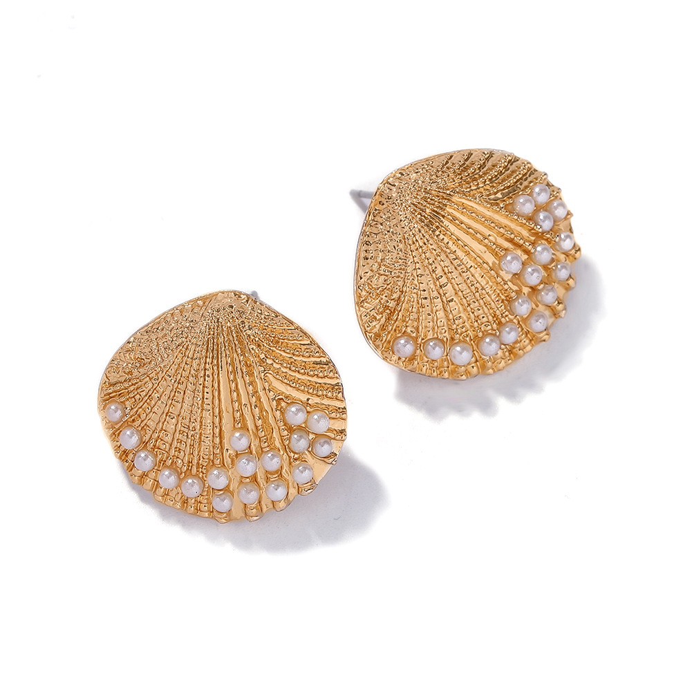 Bohème Balnéaire Vacances Style Strass Perle Boucles D'oreilles 2020 Croix-frontière Vente Chaude Nouvel Alliage Shell Oreille Anneaux display picture 9