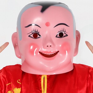 塑料大头娃娃头套面具小男孩小女孩秧歌舞龙舞狮演出衣服喜庆道具