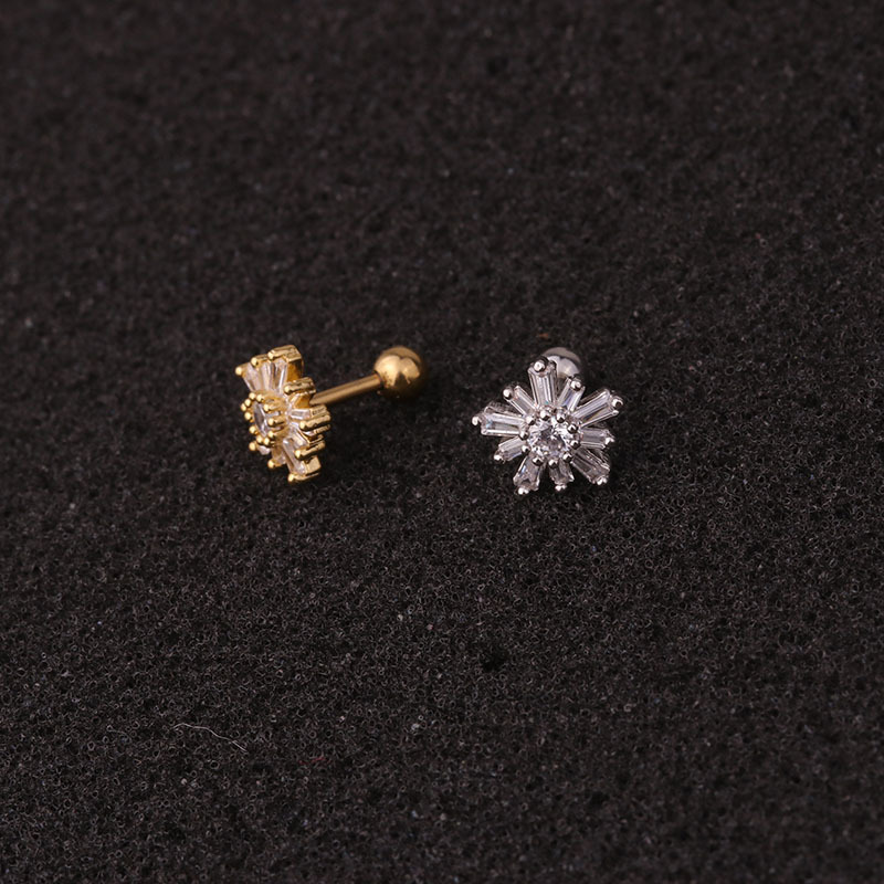 Ear Cartilage Rings & Studs Ethnic Style Flower 316 Stainless Steel  Copper display picture 5