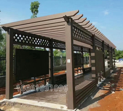 【颜色、尺寸订制】木塑复合材料廊架 配160*80横梁