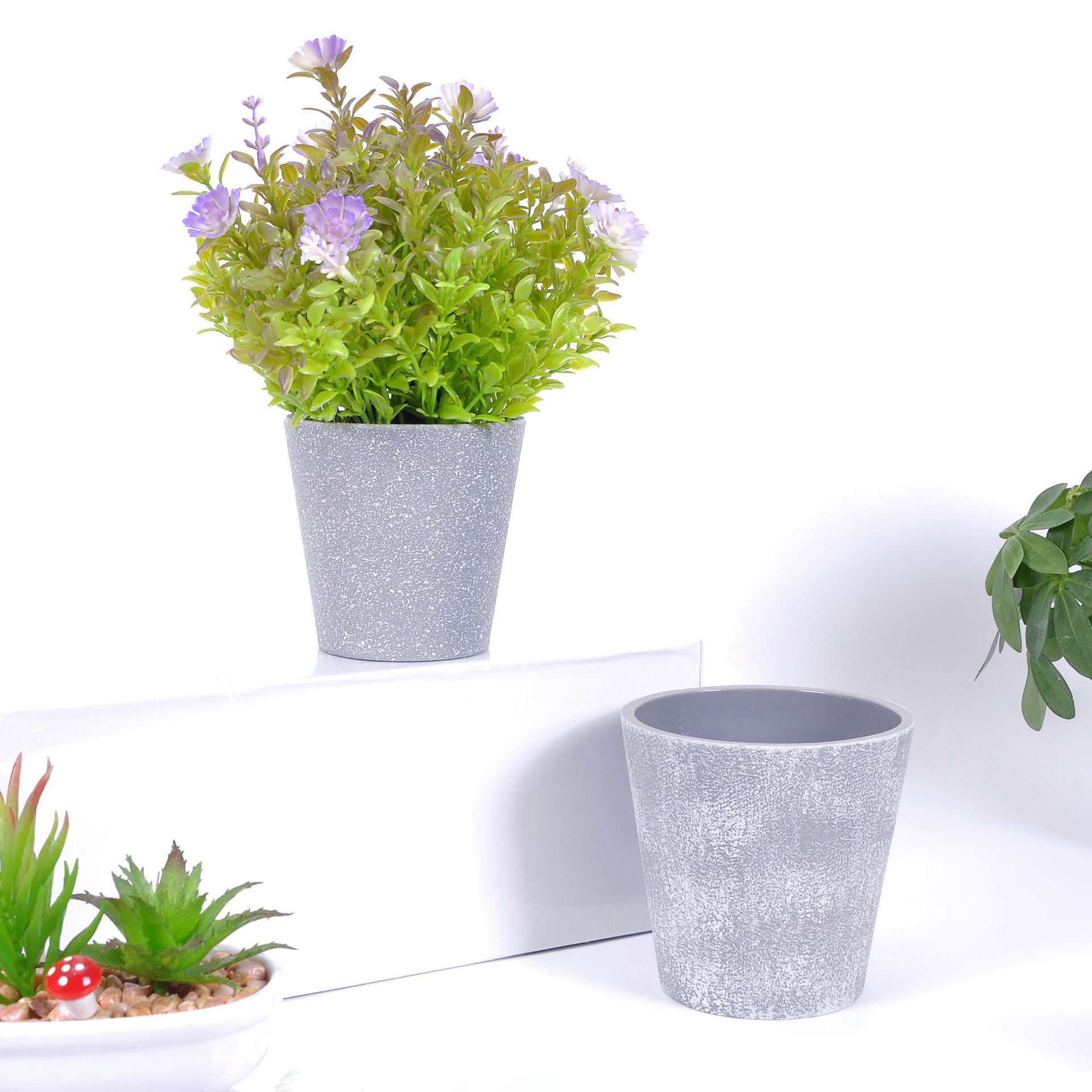 The manufacturer supplies simple Nordic retro cement round flowerpots, desktop potted plants, green plant POTS and succulent flowerpots detail image 2