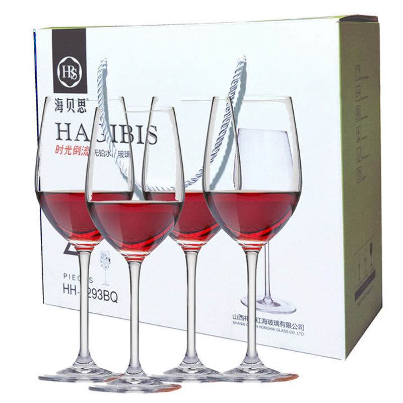유럽식 크리스탈 유리 레드 와인 잔 4 팩 가정용 레드 와인 잔 디켄터 세트 유리 높은 발 와인 잔