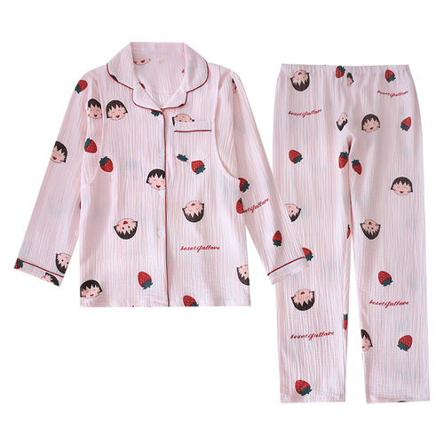 Confinement clothes new women's large size nursing pajamas washed cotton gauze home clothes crepe nursing clothes maternity pajamas