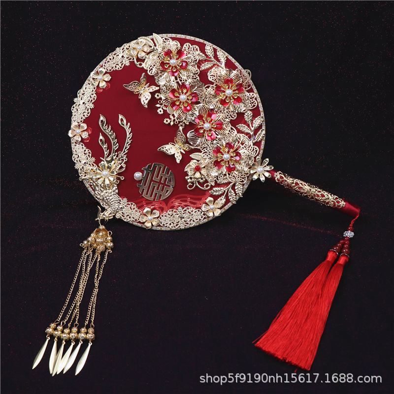 古风团扇双面成品新娘结婚礼扇子出嫁喜扇中式女秀禾服手捧花