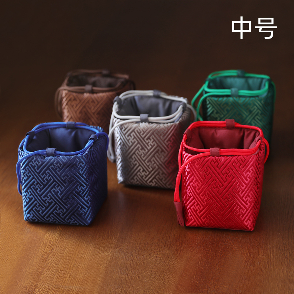 尔雅织锦缎棉布收纳旅行包茶叶罐茶杯茶具布袋茶壶回纹布包中号|ms