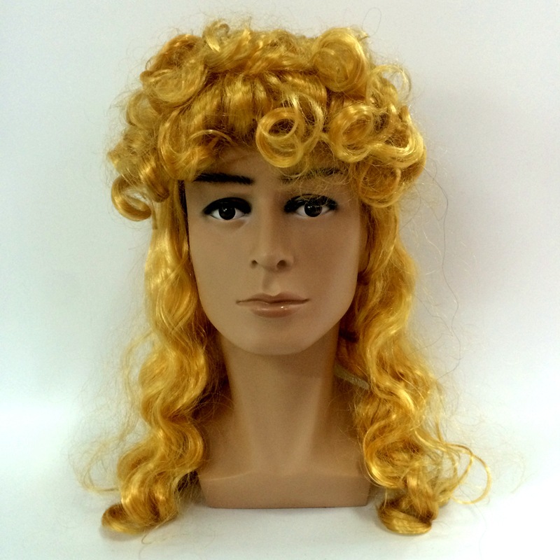 Men's mid-length curly hair coverings, single-color men's wigs, male singers, celebrities, star performances, performance wigs, hair coverings detail image 3