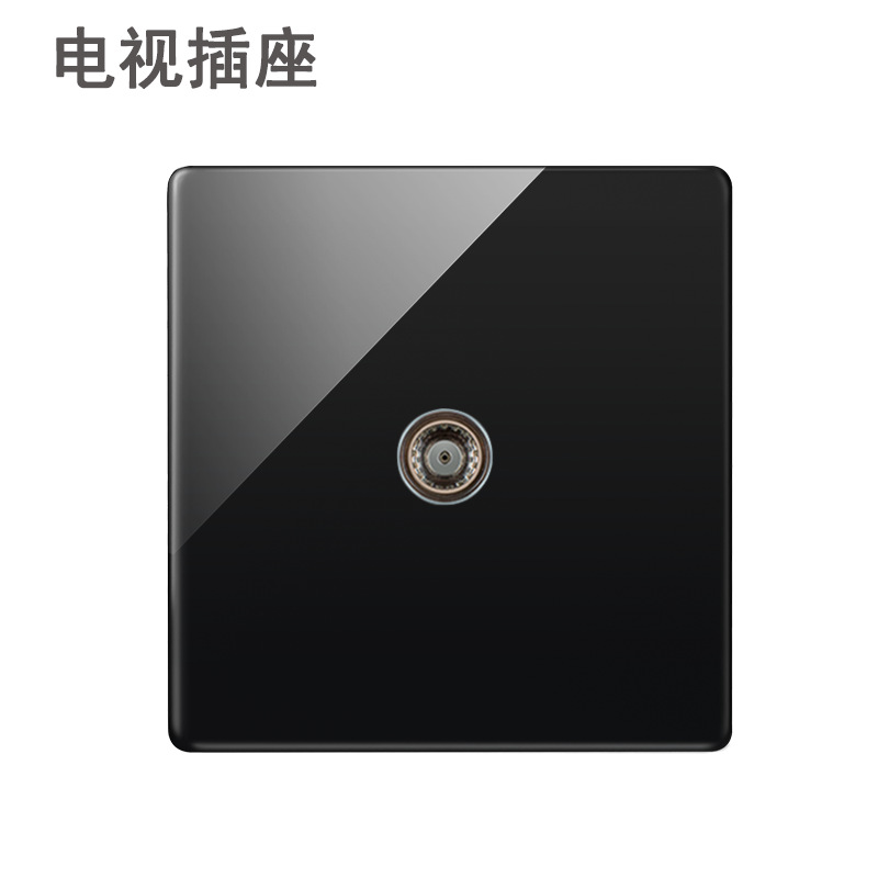 Lingsong interruptor de vidrio socket espejo negro 86 tipo panel de Interruptor táctil inteligente de cinco agujeros fábrica al por mayor
