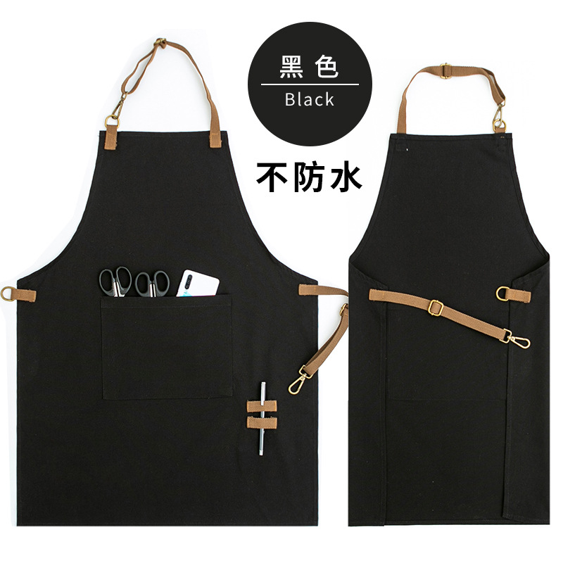 Estilo coreano de la lona Mezclilla delantal cuerpo completo Peluquería cocina café restaurante Ropa trabajo impreso LOGO