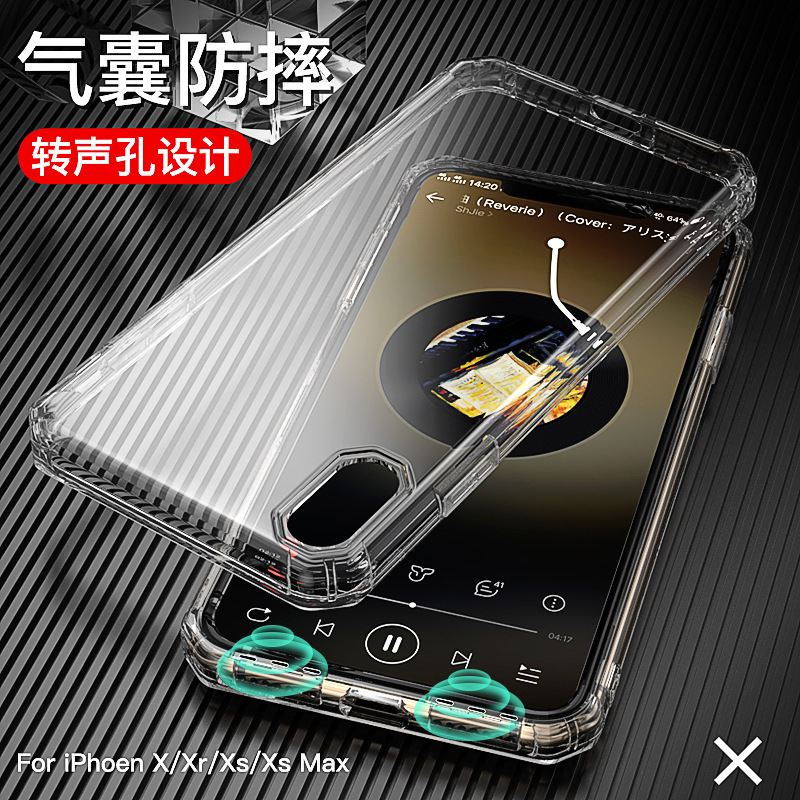 适用于iphone xs max透明手机壳苹果xr防摔tpu保护套XS全包软壳X