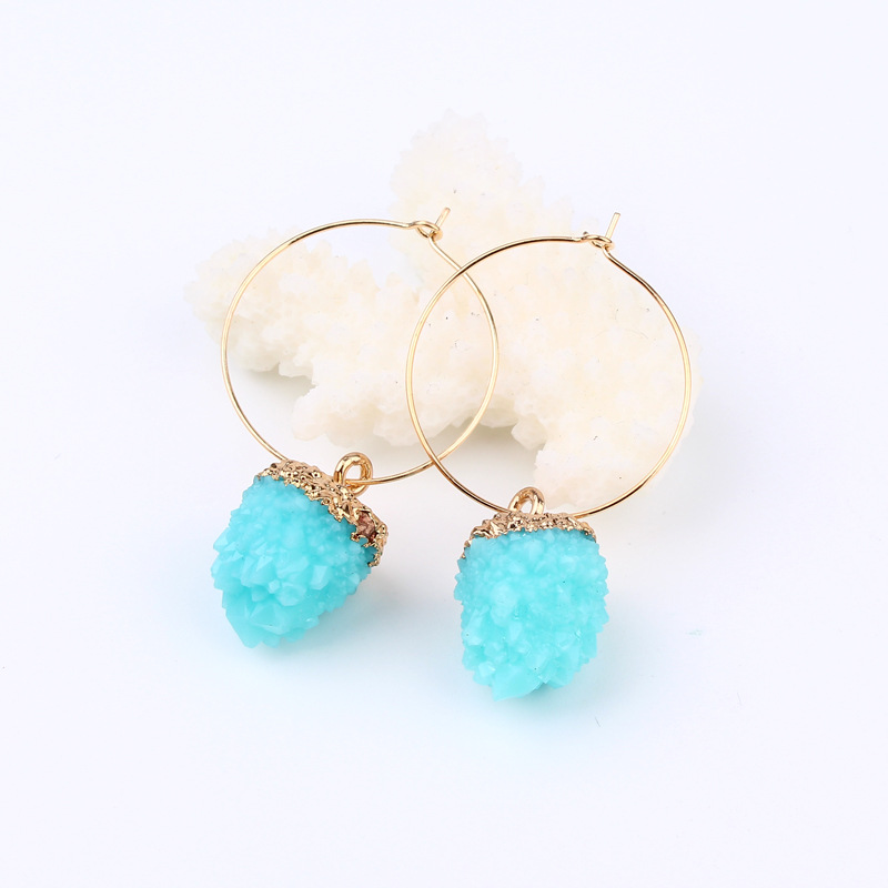 New Fashion Imitation Natural Stone Earrings Spherical Earrings Wholesale display picture 3