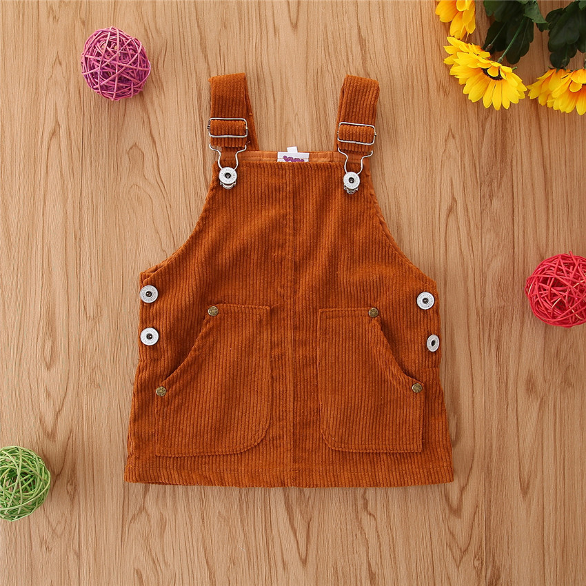 2020 Girls Summer thin versatile corduroy strap dress ins children's clothing simple wind belt skirt