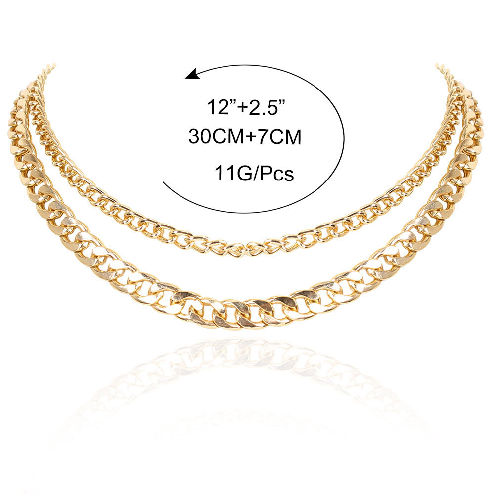 Multi-layer Golden Thick Chain Necklace display picture 1