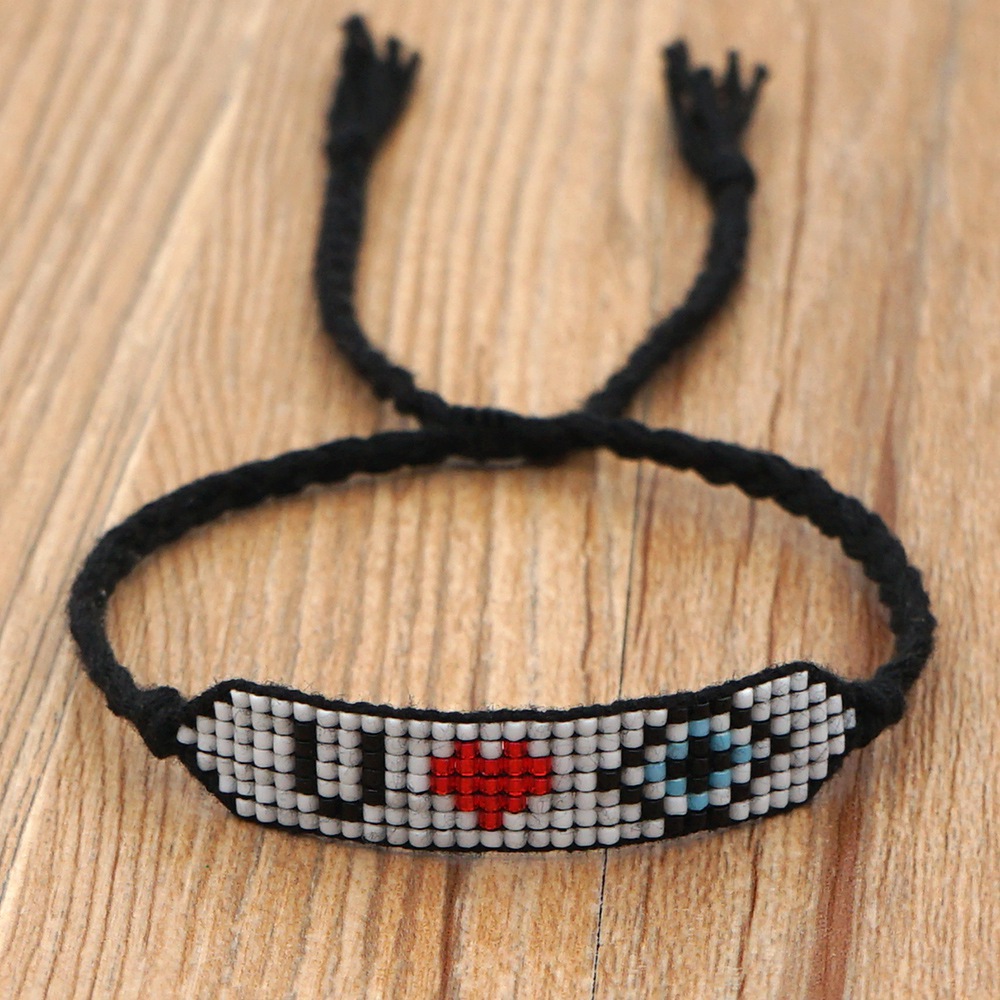 Turkish evil eye beaded Miyuki rice beads woven letter braceletpicture5