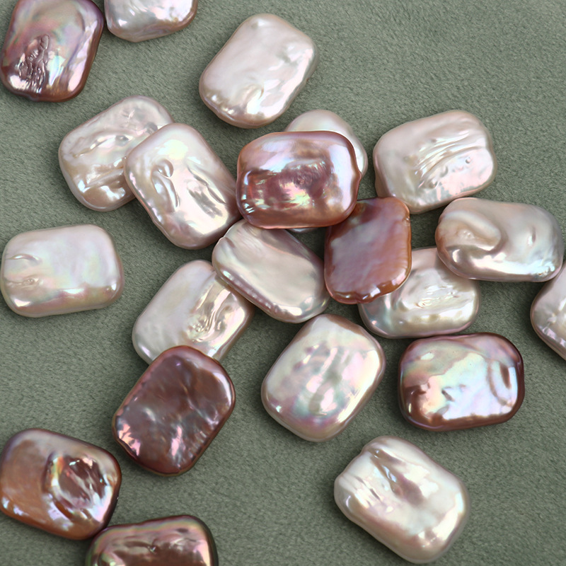 強光天然珍珠巴洛克方塊珍珠散珠裸珠diy耳環項鍊配件批發