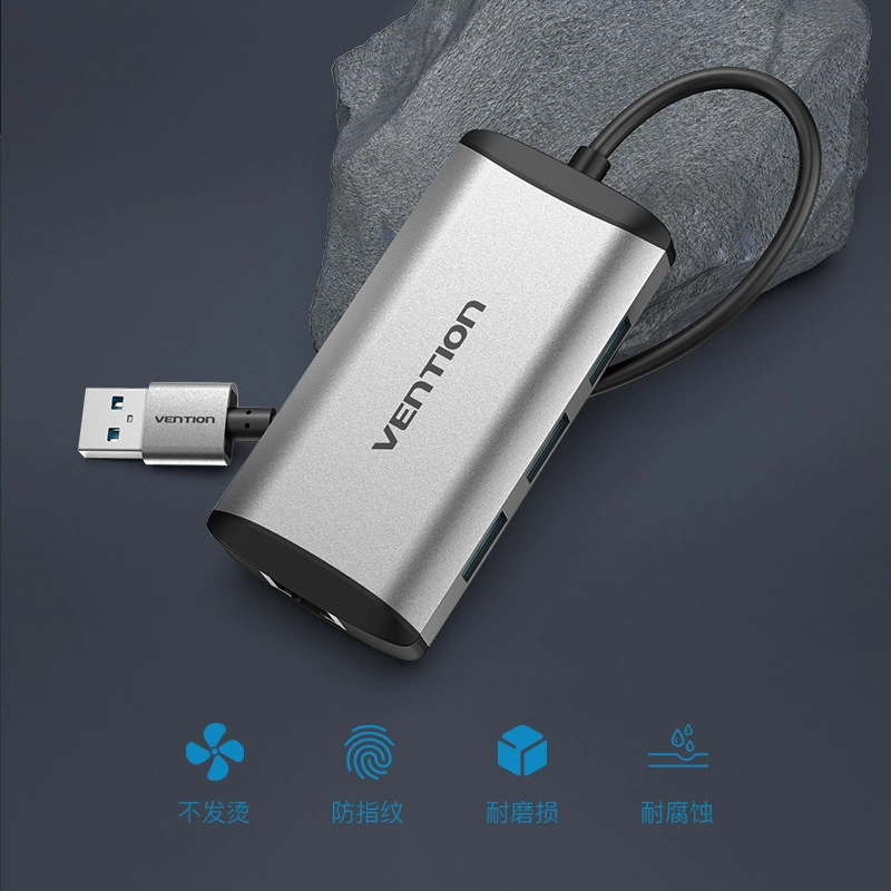 威迅 Новая серия CKB USB3.0*3+RJ45 гигабитный сетевой порт хаб металлик серый 0.15 метра