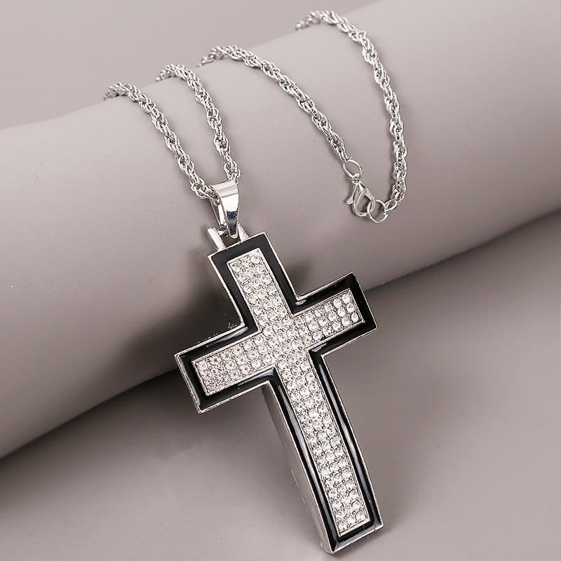 Creative Exaggerated Hip Hop Cross Necklace Men's Trend Rhinestone Hip Hop Pendant Jewelry Wholesale Nihaojewelry display picture 8