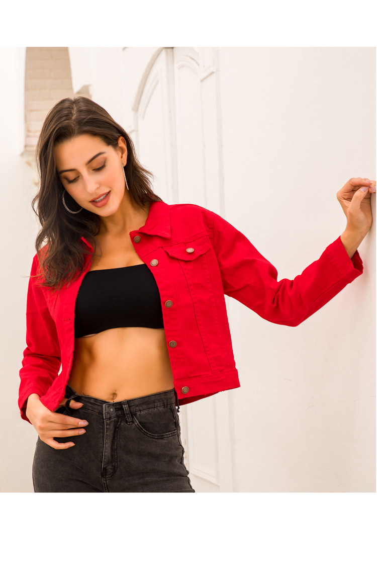 red short slim denim jacket  NSSY9134