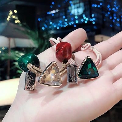 创意款网红头绳韩国东大门发圈女三角水钻吊牌发饰爆款简约发绳|ms