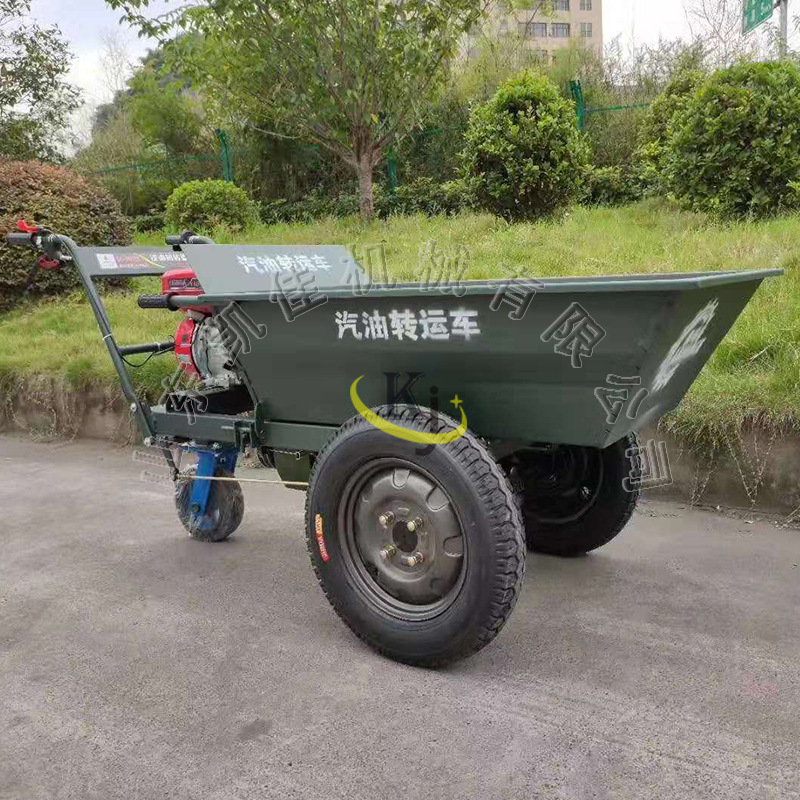 手推汽油三轮车工地运料汽油翻斗车农用三轮拉货车送料车凯佳供应