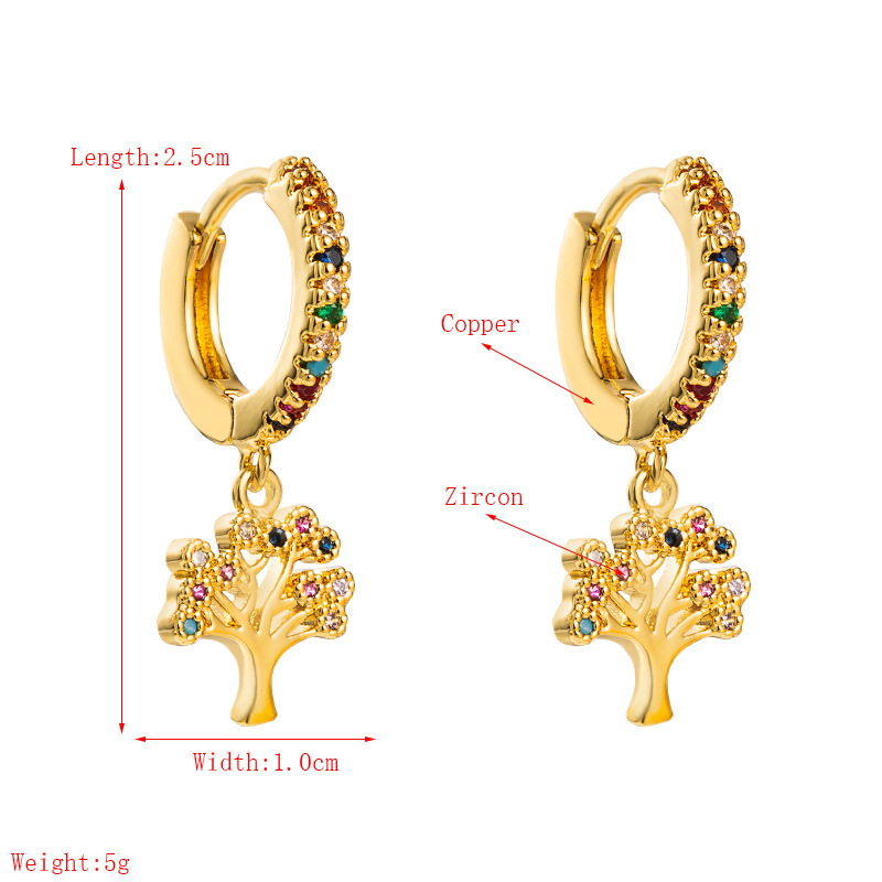 Simple Retro Tree Of Life Style Copper Gold-plated Color-preserving Electroplating Earrings display picture 1