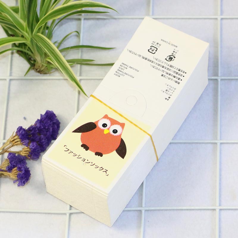 新款猫头鹰袜卡 袜子商标腰封纸卡包装材料现货 免挂钩吊牌批发