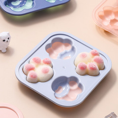 Creative silicone ice cube tray ice mold household freezing grid refrigerator plastic ice ball with lid DIY baby food tray