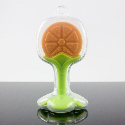 3D Fruit Shape Teether Storage Box Baby Silicone Teether Chewable Stick Baby Teething Toy Strawberry Toy