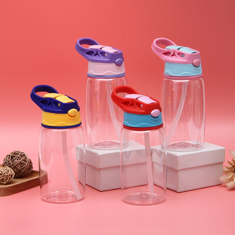 新款创意塑料儿童吸管水杯户外运动水壶幼儿园宝宝学生杯子印logo|ms