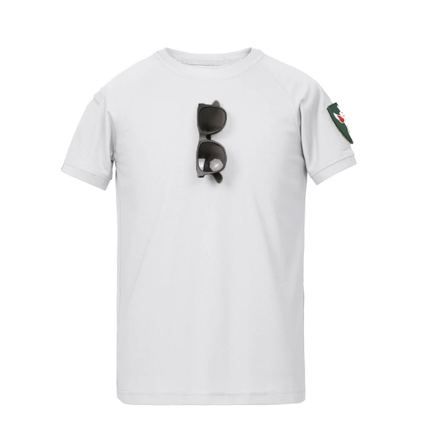 With a round collar, white