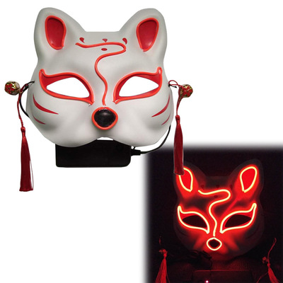 发光面具 和风日式猫脸发光面具 cosply动漫狐狸舞会道具 新品