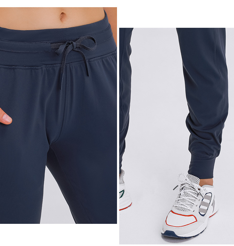 SHINBENE Naked Feel Fabric Workout Sport Joggers Pants Women Waist Drawstring Fitness Running Sweatpants with Two Side Pocket
