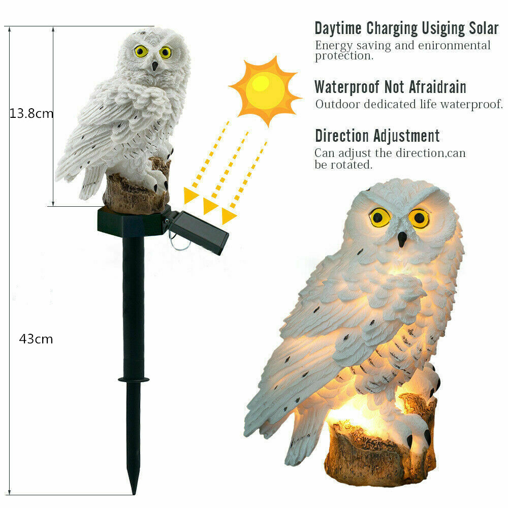 Details about   LED Solar Light Owl Waterproof Powered Garden Lights Outdoor Lawn Ornament Lamp