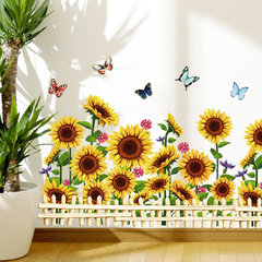 Removable Wall Stickers: Pastoral Flower Fence Design for Living Room & Bedroom – Self-Adhesive Skirting Board & Glass Decals with Butterfly Wallpaper Patterns