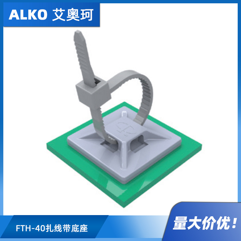 FTH-40 扎线带底座 白色ABS, RMS-02