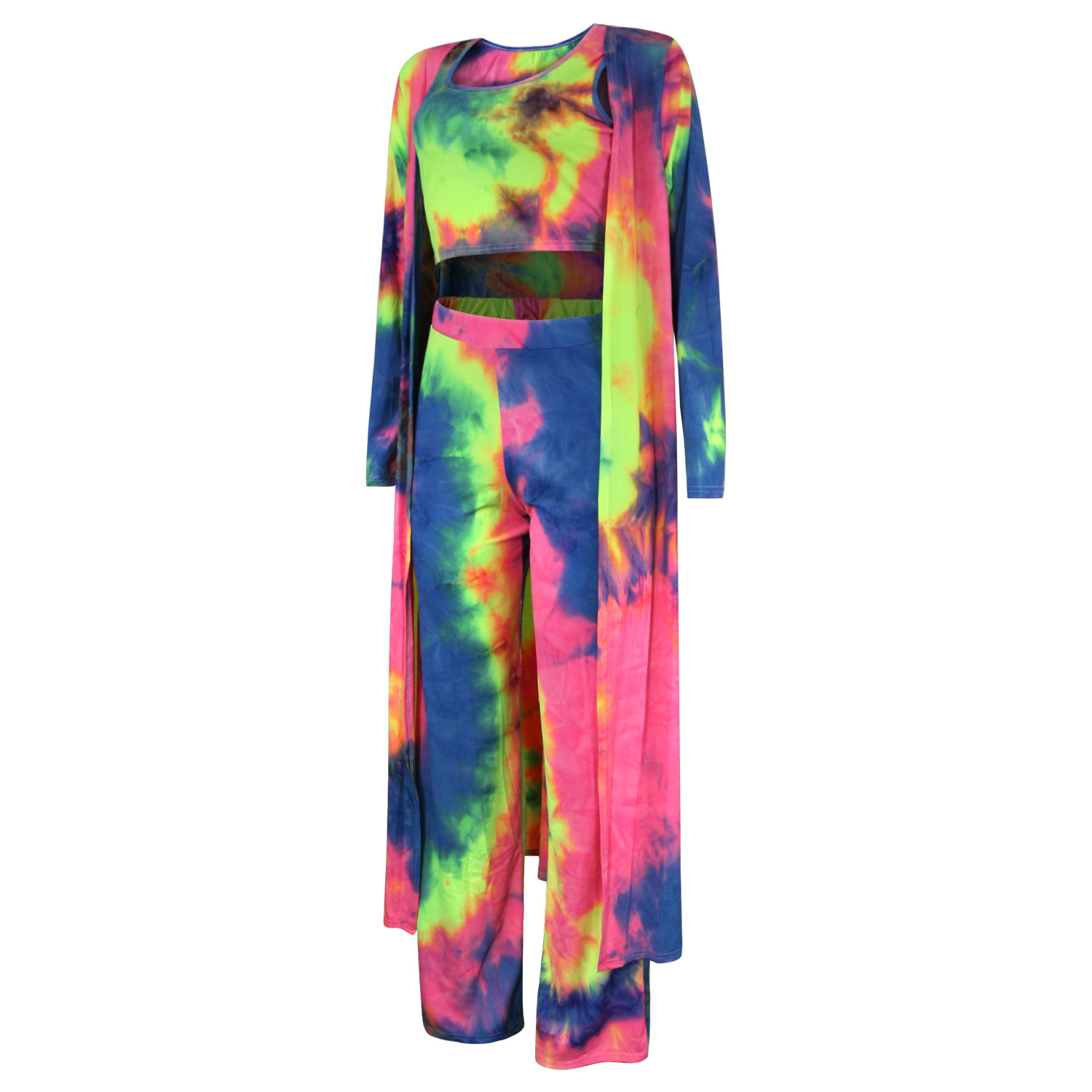 women s high elastic pit strip tie-dye three-piece suit nihaostyles clothing wholesale NSBMF80100