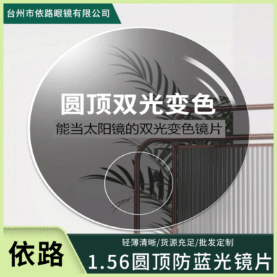 厂家直供1.56圆顶眼镜片 变色防蓝光镜片 看近看远双用树脂镜片|ru