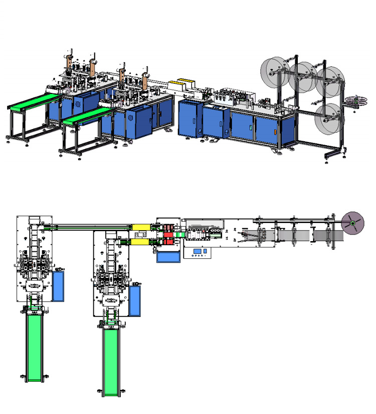 自动生产线_一拖二一次性口罩打片机自动口罩机超声波口罩自动