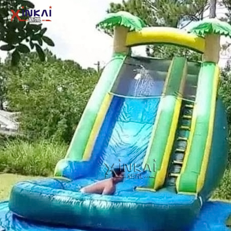 新款定制充气水上滑梯乐园 充气椰子树滑梯 户外娱乐设备充气滑梯