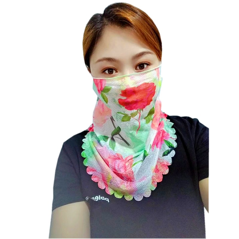 春夏女士新款防晒冰丝口罩薄款面纱护颈遮阳防紫外线骑车开车面罩|ms