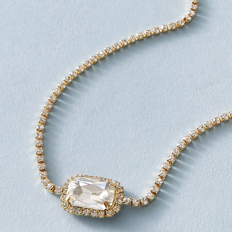 new fashion  full diamond single layer alloy necklace