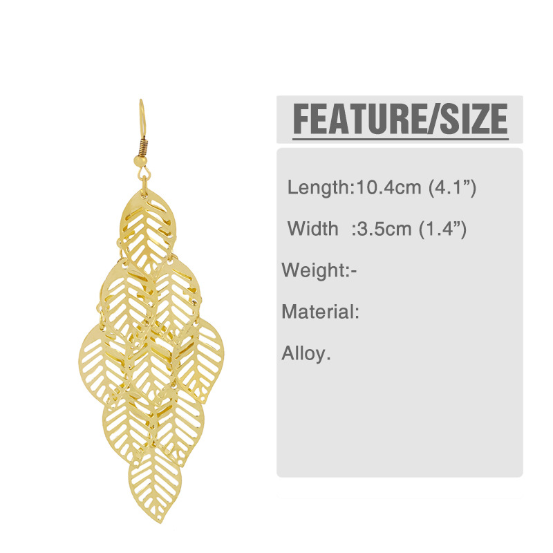 Popular Fashion Long Tassel Leaf Earrings Wholesale Nihaojewelry display picture 2