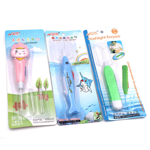 New Yan Cartoon Animal Glow Ear Pick Baby Cartoon Glow Ear Pick Ear Cleaner Children's Lighted Silicone Soft