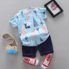 Children's sleeves, summer cartoon set for boys, shirt, T-shirt, 0-4 years, children's clothing, wholesale