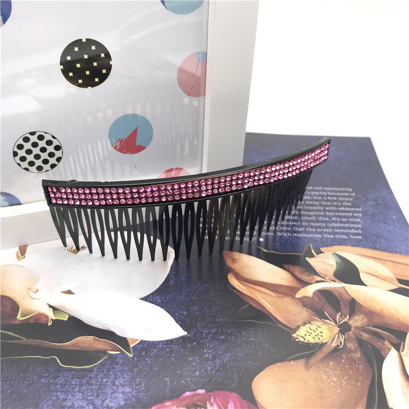 Aproximadamente 13cm alargado de tres filas de Peine de diamante Plaid a granel geométrico negro de dos yuanes accesorios de cabeza de tienda