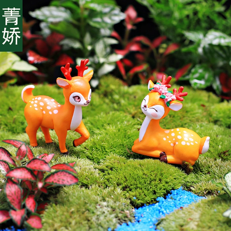 Sika олень Творческий мох микро пейзаж DIY Материал мясистый бонсай украшения маленькие животные новые продукты