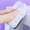 气垫护士鞋女夏季白色舒适软底透气不累脚平底坡跟镂空小白鞋单鞋